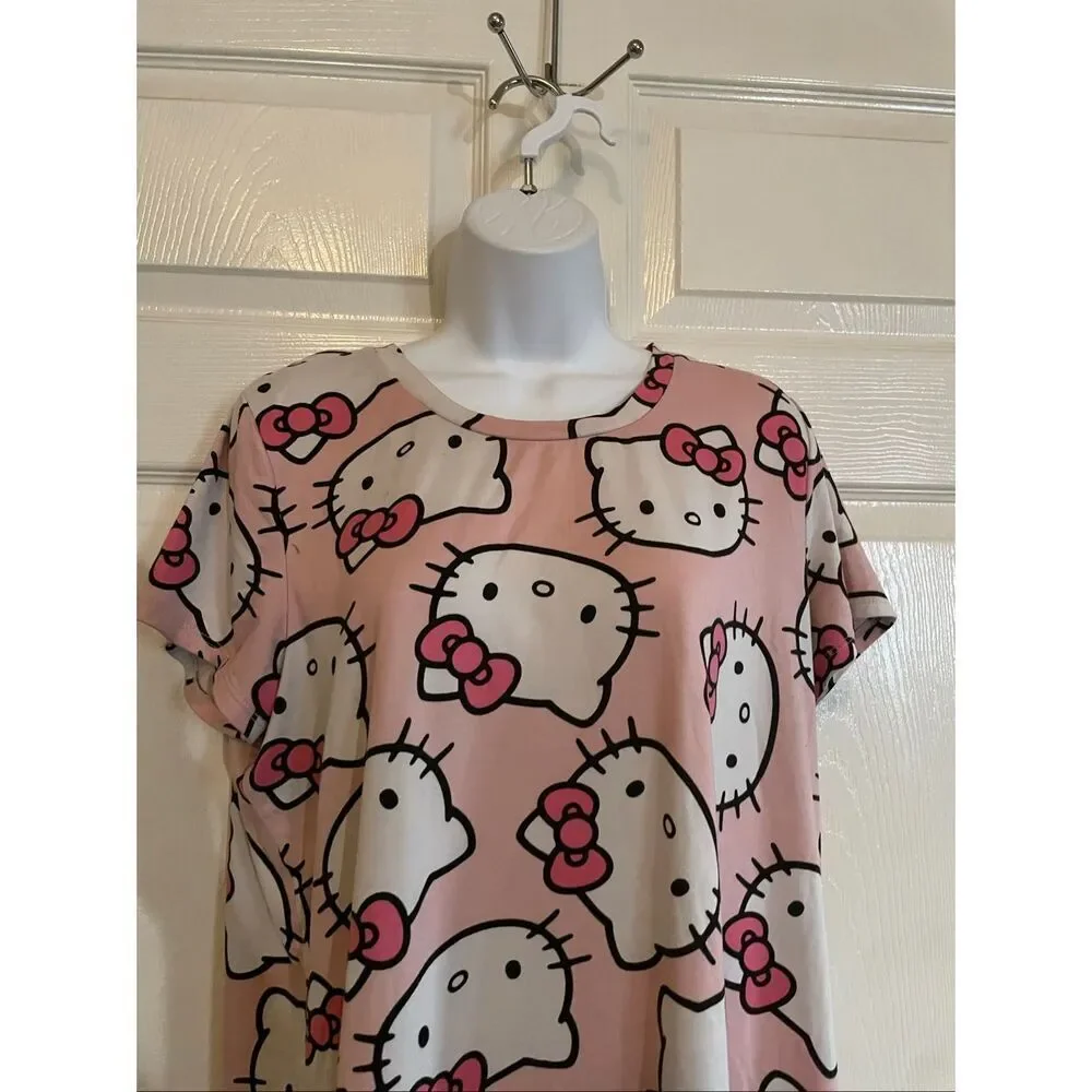 Sanrio Medium Hello Kitty Nightgown Pajama Dress Lounge Wear Pink